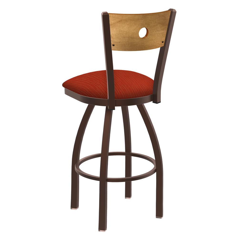 830 Voltaire 36" Swivel Counter Stool with Bronze Finish, Medium Back, and Graph Poppy Seat