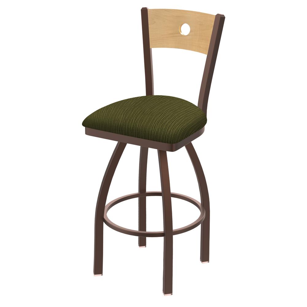 830 Voltaire 30" Swivel Counter Stool with Bronze Finish, Natural Back, and Graph Parrot Seat