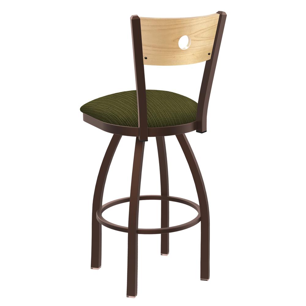 830 Voltaire 36" Swivel Counter Stool with Bronze Finish, Natural Back, and Graph Parrot Seat