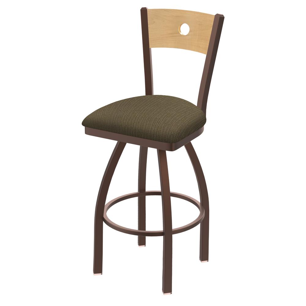830 Voltaire 30" Swivel Counter Stool with Bronze Finish, Natural Back, and Graph Cork Seat