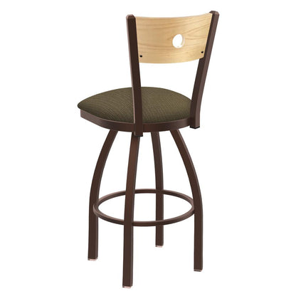 830 Voltaire 36" Swivel Counter Stool with Bronze Finish, Natural Back, and Graph Cork Seat