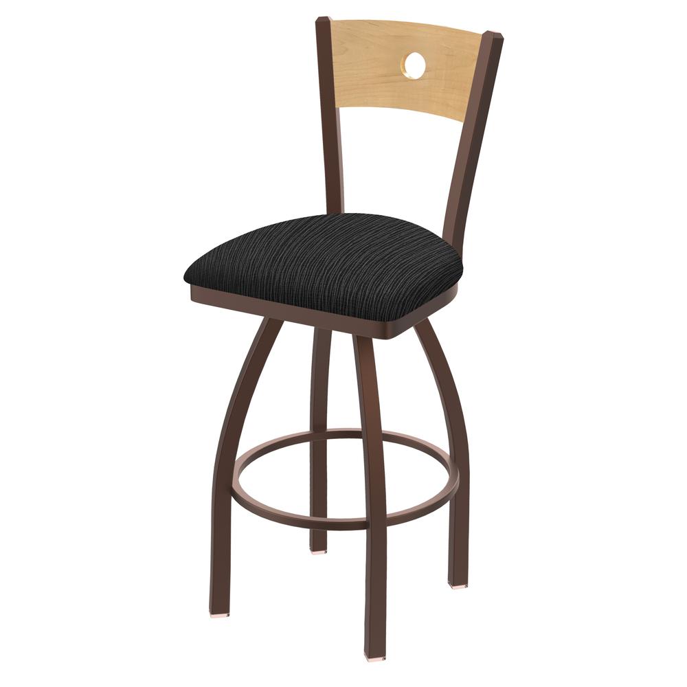830 Voltaire 30" Swivel Counter Stool with Bronze Finish, Natural Back, and Graph Coal Seat