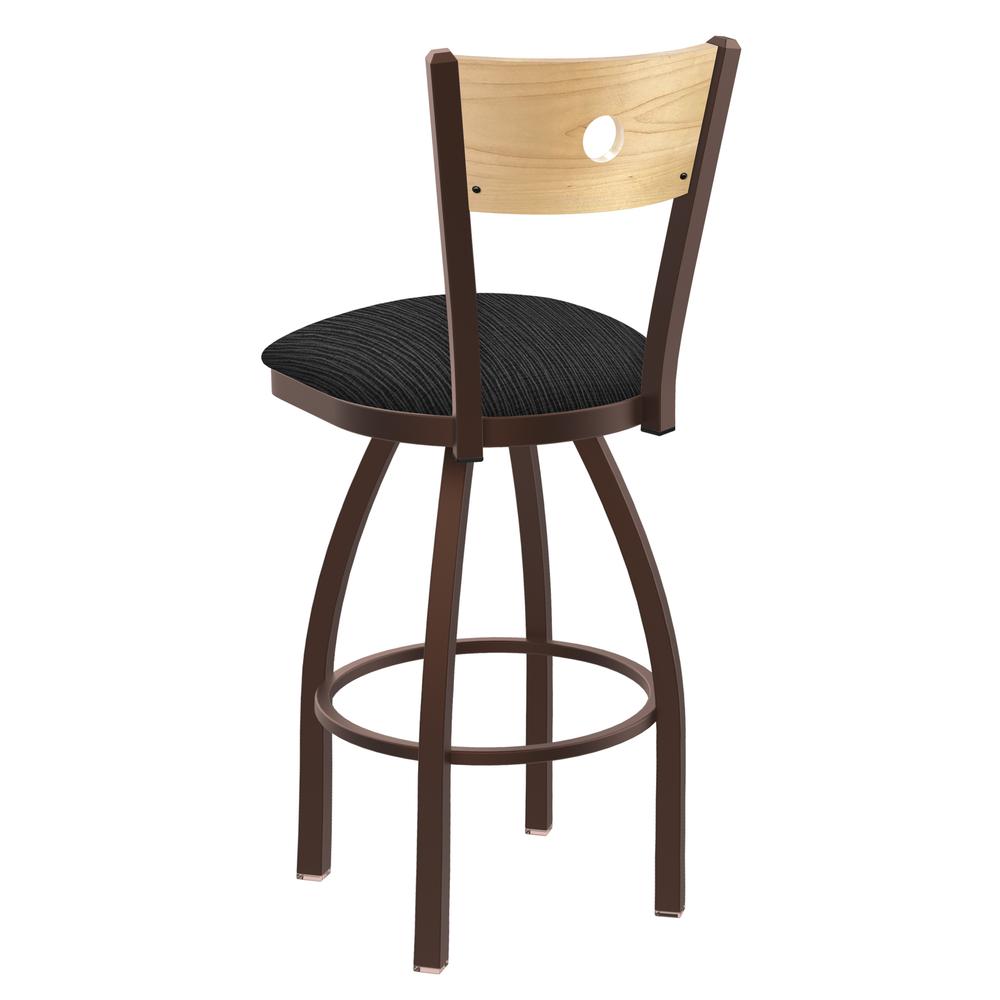 830 Voltaire 36" Swivel Counter Stool with Bronze Finish, Natural Back, and Graph Coal Seat