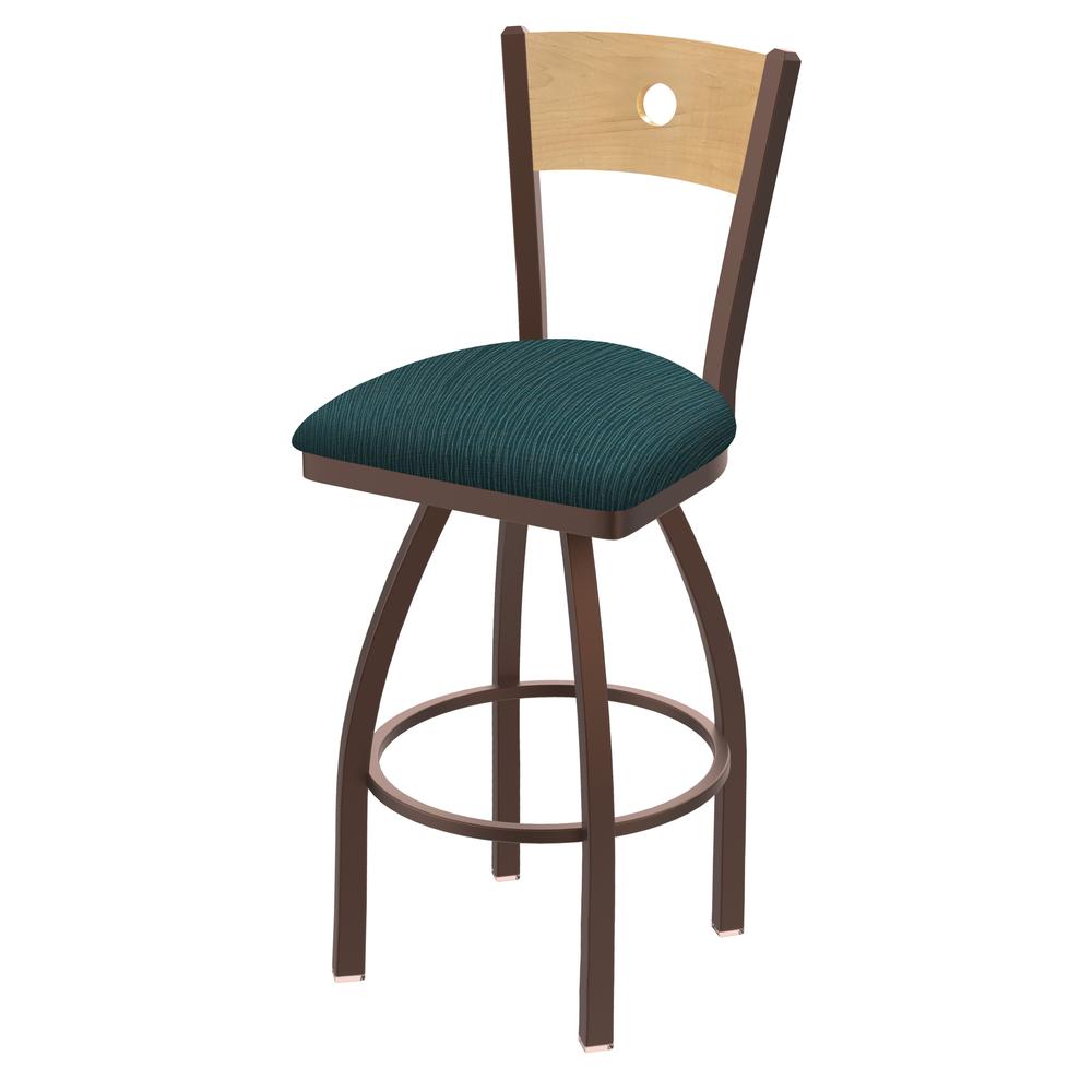 830 Voltaire 30" Swivel Counter Stool with Bronze Finish, Natural Back, and Graph Tidal Seat