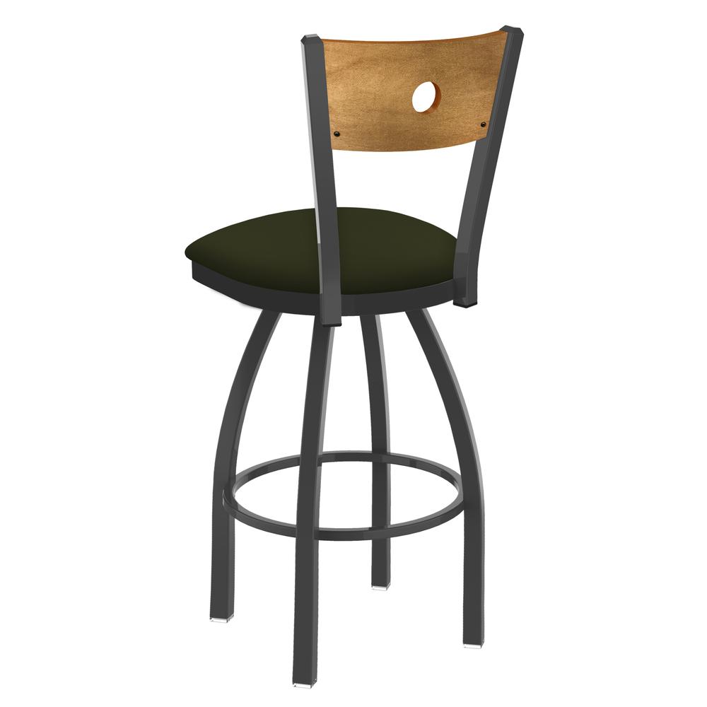 830 Voltaire 25" Swivel Counter Stool with Pewter Finish, Medium Back, and Canter Pine Seat