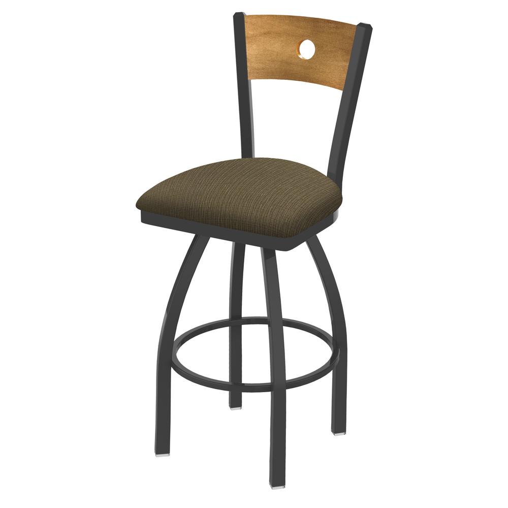 830 Voltaire 25" Swivel Counter Stool with Pewter Finish, Medium Back, and Graph Cork Seat