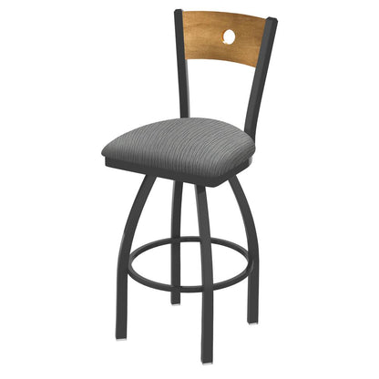 830 Voltaire 25" Swivel Counter Stool with Pewter Finish, Medium Back, and Graph Alpine Seat