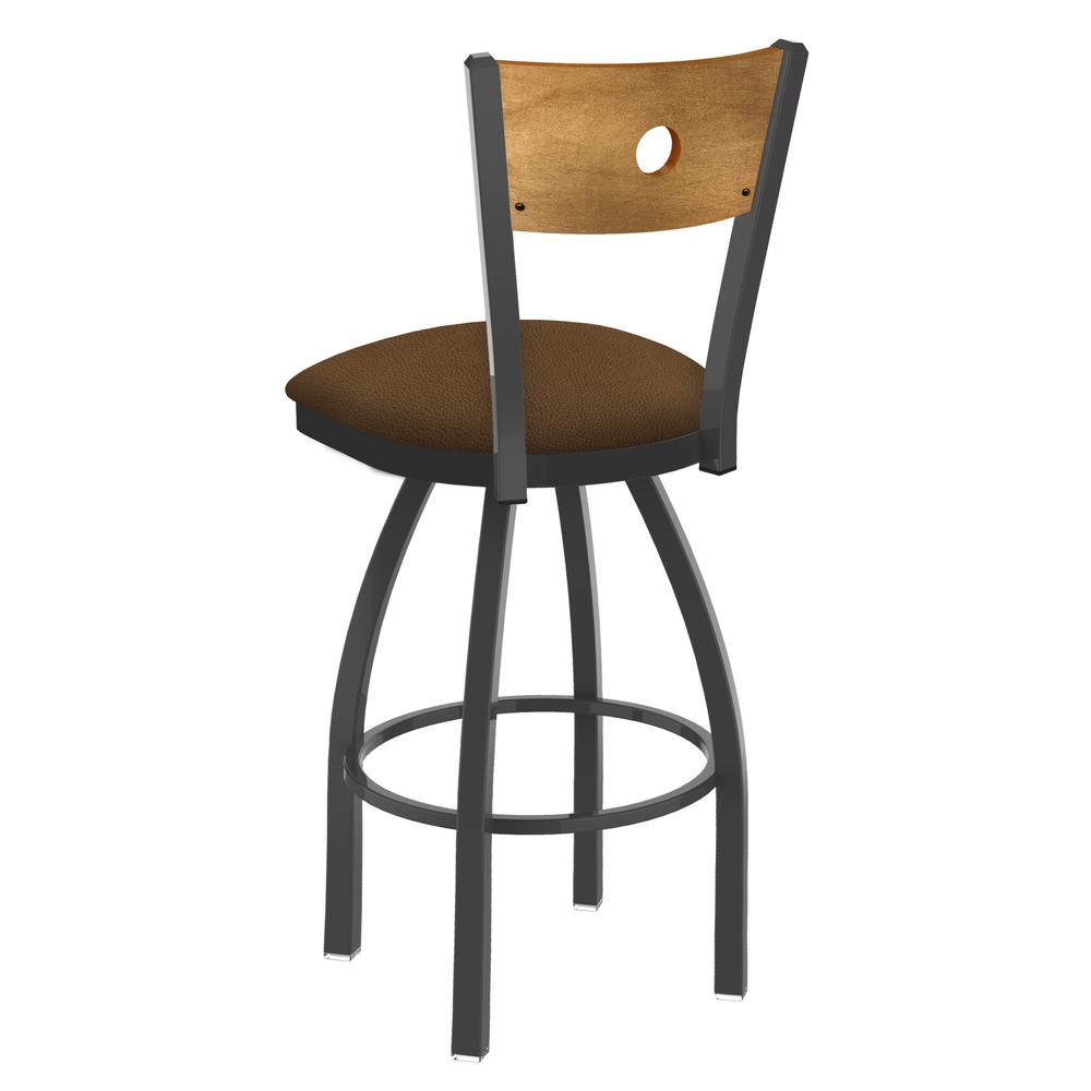 830 Voltaire 25" Swivel Counter Stool with Pewter Finish, Medium Back, and Rein Thatch Seat