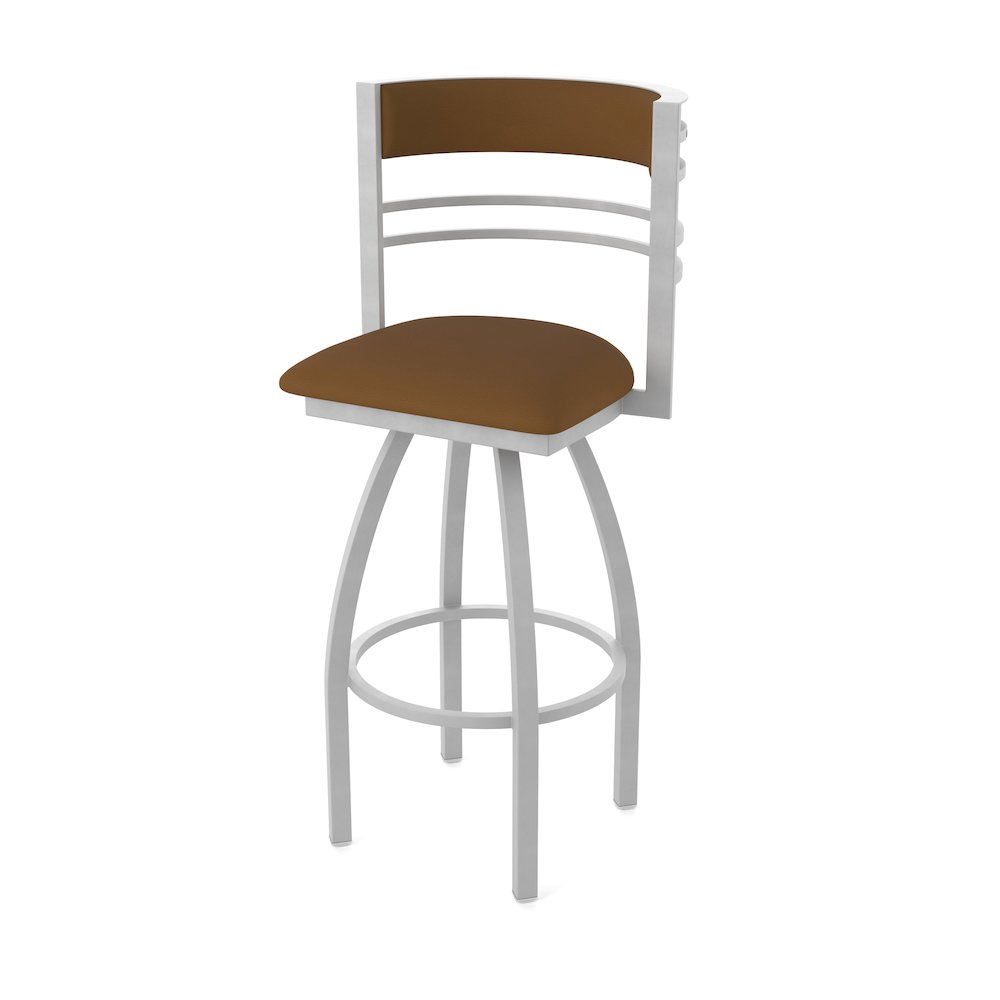 Swivel Counter Stool with Anodized Nickel Finish and Canter Thatch Seat and Back