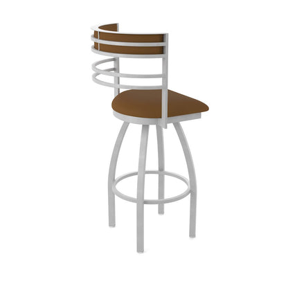 Swivel Counter Stool with Anodized Nickel Finish and Canter Thatch Seat and Back