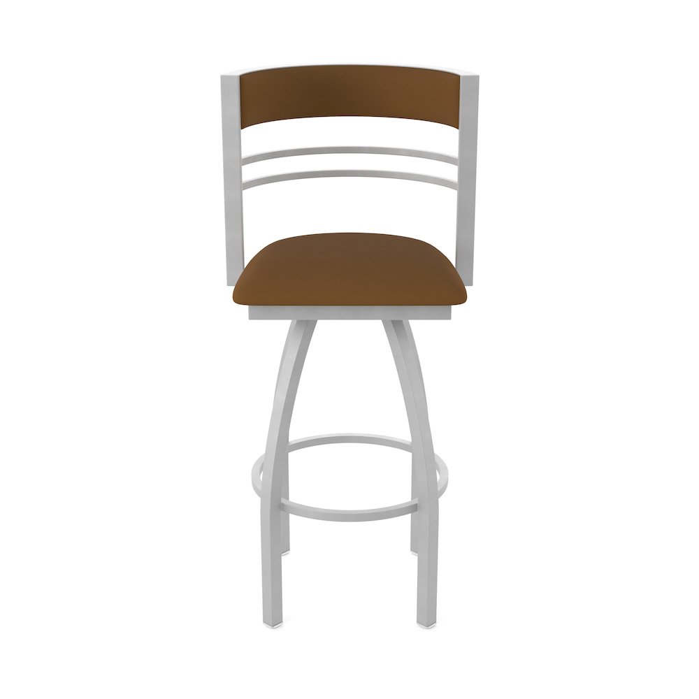 Swivel Counter Stool with Anodized Nickel Finish and Canter Thatch Seat and Back
