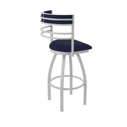 Swivel Counter Stool with Anodized Nickel Finish and Canter Twilight Seat
