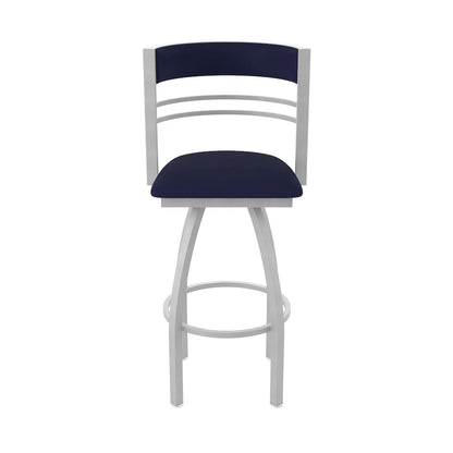Swivel Counter Stool with Anodized Nickel Finish and Canter Twilight Seat