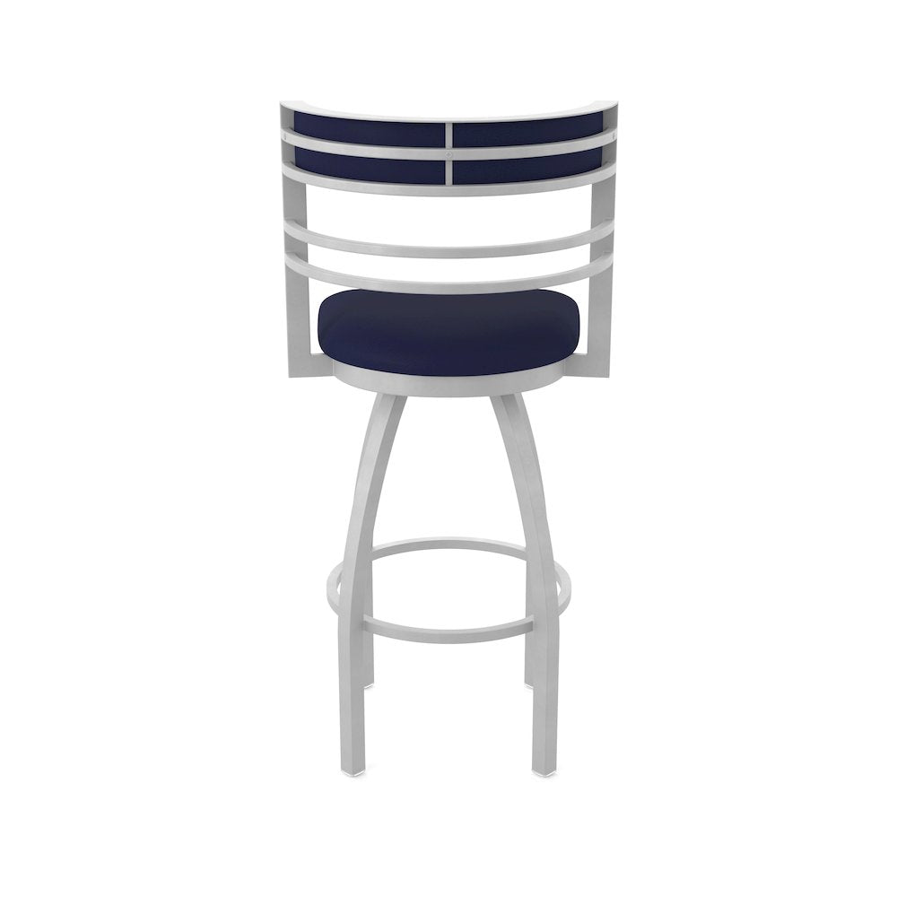 Swivel Counter Stool with Anodized Nickel Finish and Canter Twilight Seat