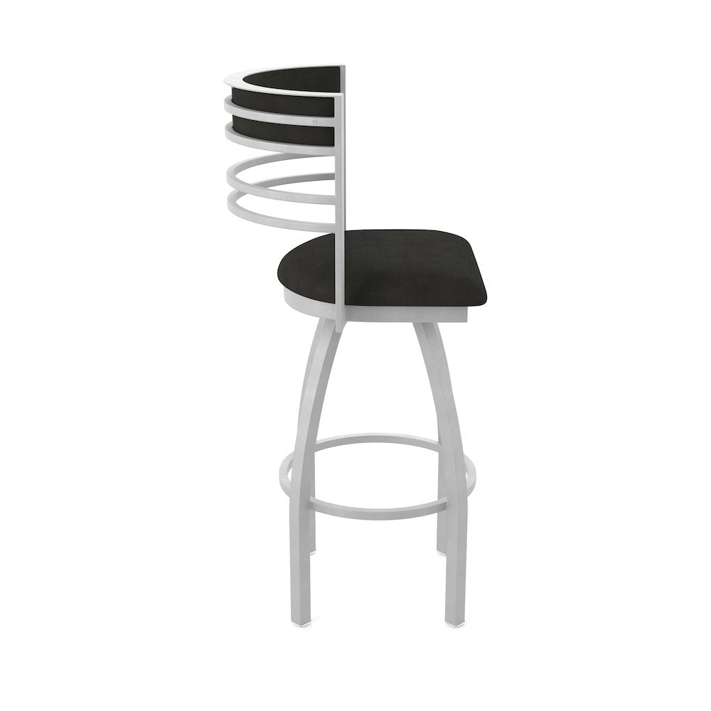 Swivel Counter Stool with Anodized Nickel Finish and Canter Espresso Seat