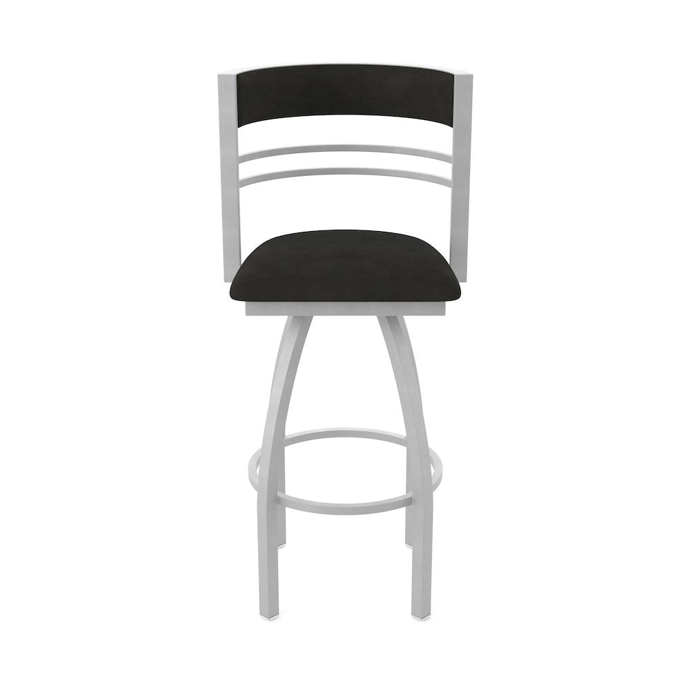 Swivel Counter Stool with Anodized Nickel Finish and Canter Espresso Seat