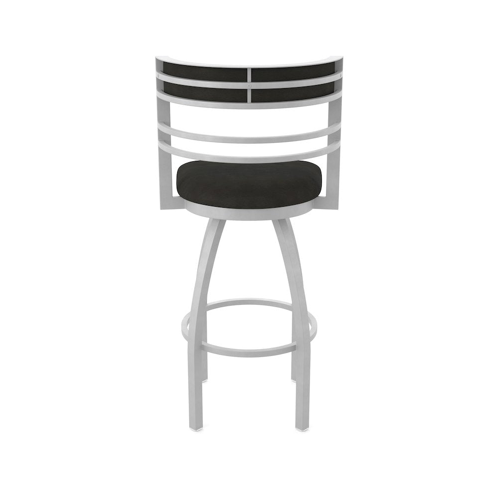 Swivel Counter Stool with Anodized Nickel Finish and Canter Espresso Seat