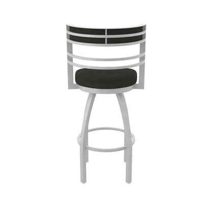 Swivel Counter Stool with Anodized Nickel Finish and Canter Espresso Seat