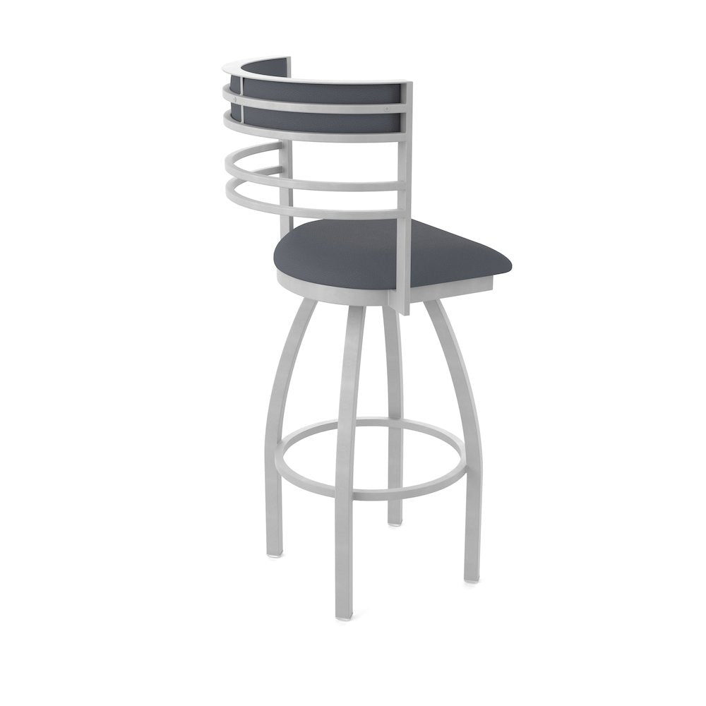 Swivel Counter Stool with Anodized Nickel Finish and Canter Storm Seat and Back