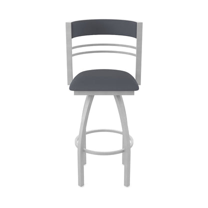 Swivel Counter Stool with Anodized Nickel Finish and Canter Storm Seat and Back