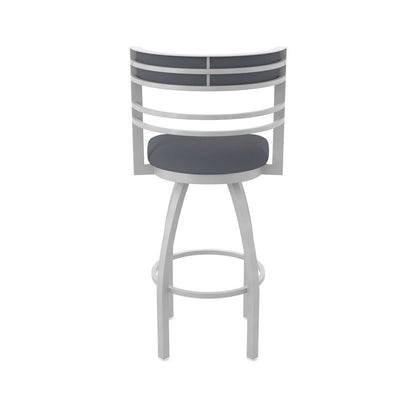 Swivel Counter Stool with Anodized Nickel Finish and Canter Storm Seat and Back