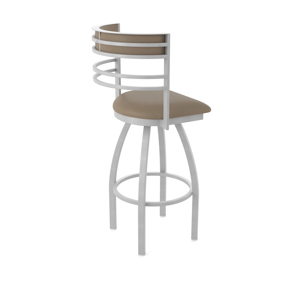 Swivel Counter Stool with Anodized Nickel Finish and Canter Earth Seat and Back