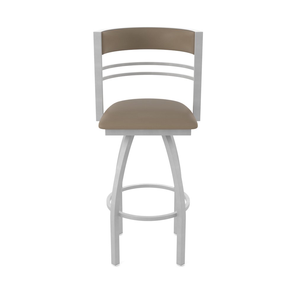 Swivel Counter Stool with Anodized Nickel Finish and Canter Earth Seat and Back