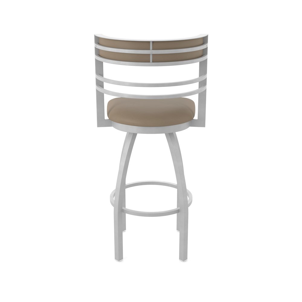 Swivel Counter Stool with Anodized Nickel Finish and Canter Earth Seat and Back