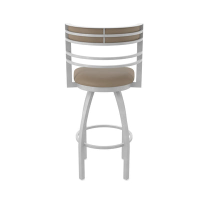 Swivel Counter Stool with Anodized Nickel Finish and Canter Earth Seat and Back