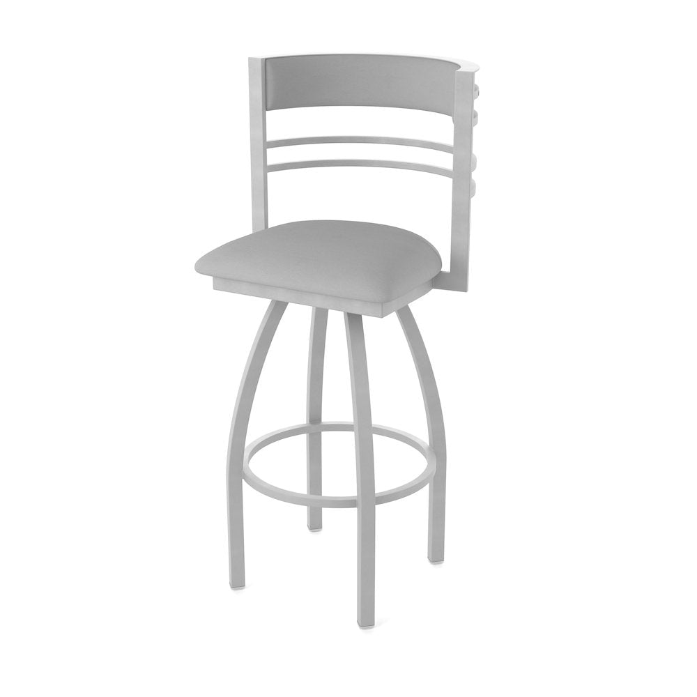 Swivel Counter Stool with Anodized Nickel Finish and Canter Folkstone Grey Seat