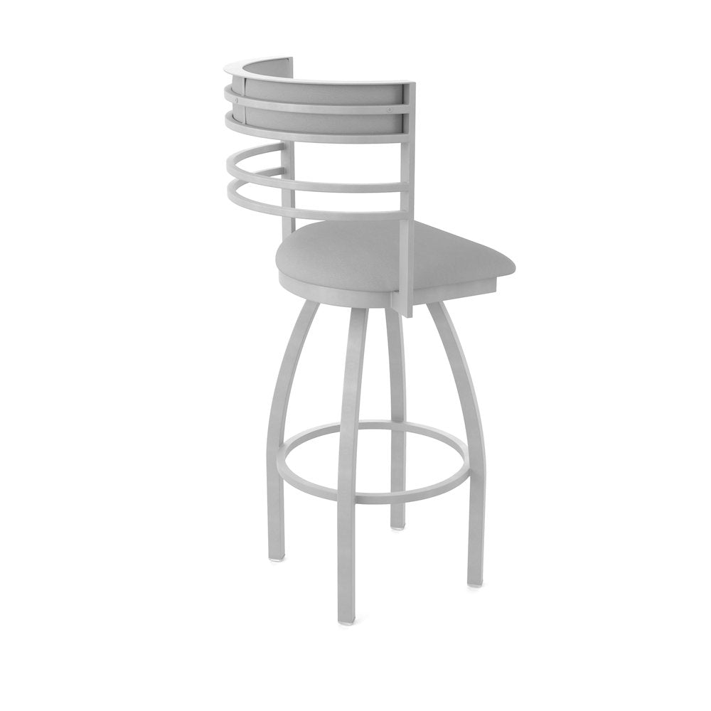 Swivel Counter Stool with Anodized Nickel Finish and Canter Folkstone Grey Seat