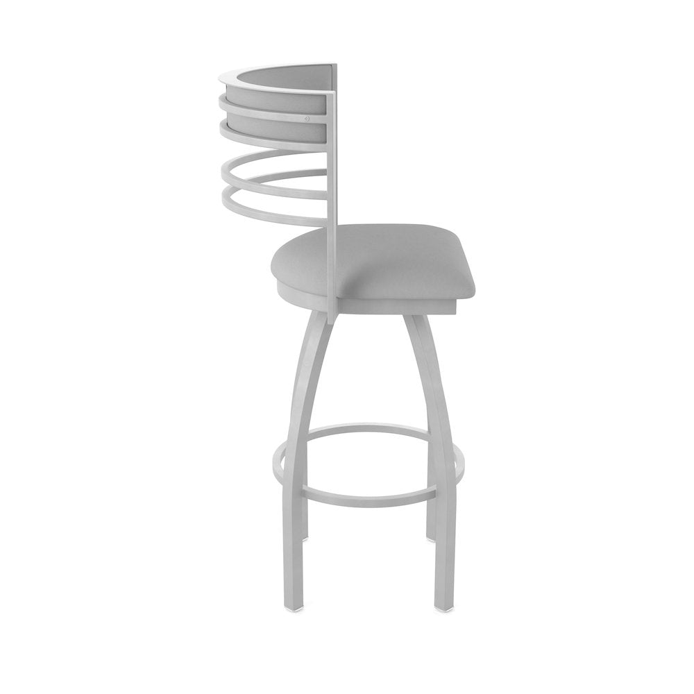 Swivel Counter Stool with Anodized Nickel Finish and Canter Folkstone Grey Seat