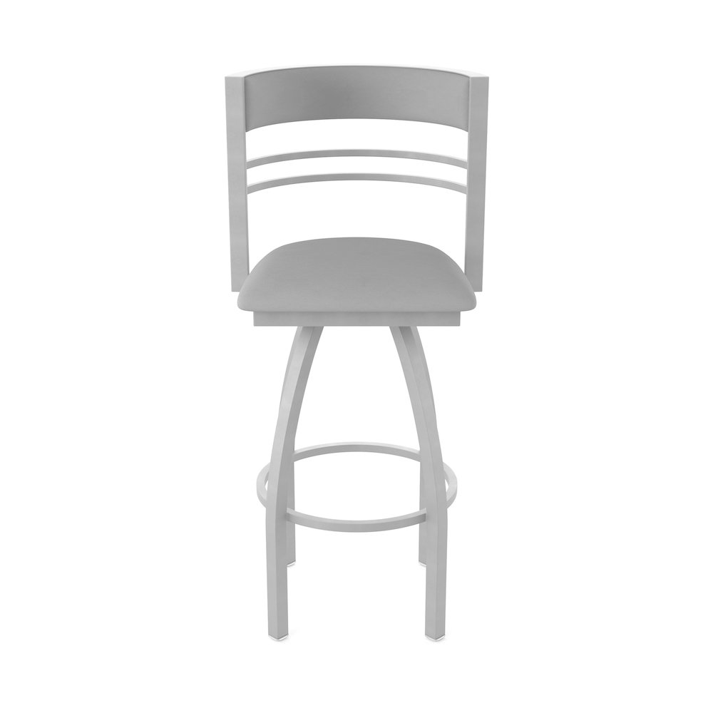 Swivel Counter Stool with Anodized Nickel Finish and Canter Folkstone Grey Seat