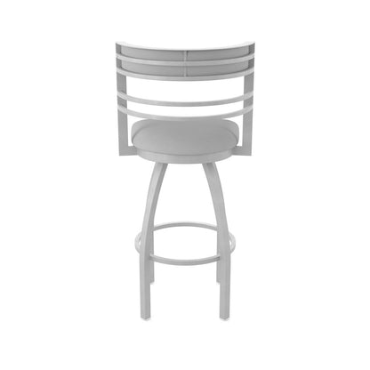 Swivel Counter Stool with Anodized Nickel Finish and Canter Folkstone Grey Seat