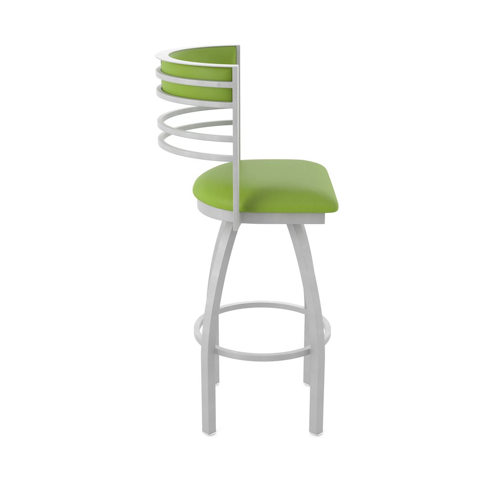 Swivel Counter Stool with Anodized Nickel Finish and Canter Kiwi Green Seat