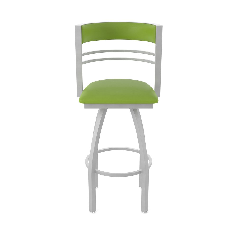Swivel Counter Stool with Anodized Nickel Finish and Canter Kiwi Green Seat
