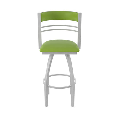 Swivel Counter Stool with Anodized Nickel Finish and Canter Kiwi Green Seat