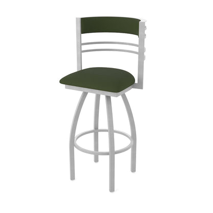 Swivel Counter Stool with Anodized Nickel Finish and Canter Pine Seat and Back
