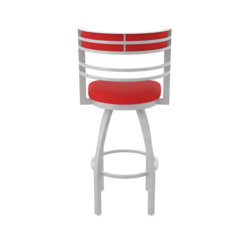Swivel Counter Stool with Anodized Nickel Finish and Canter Red Seat and Back