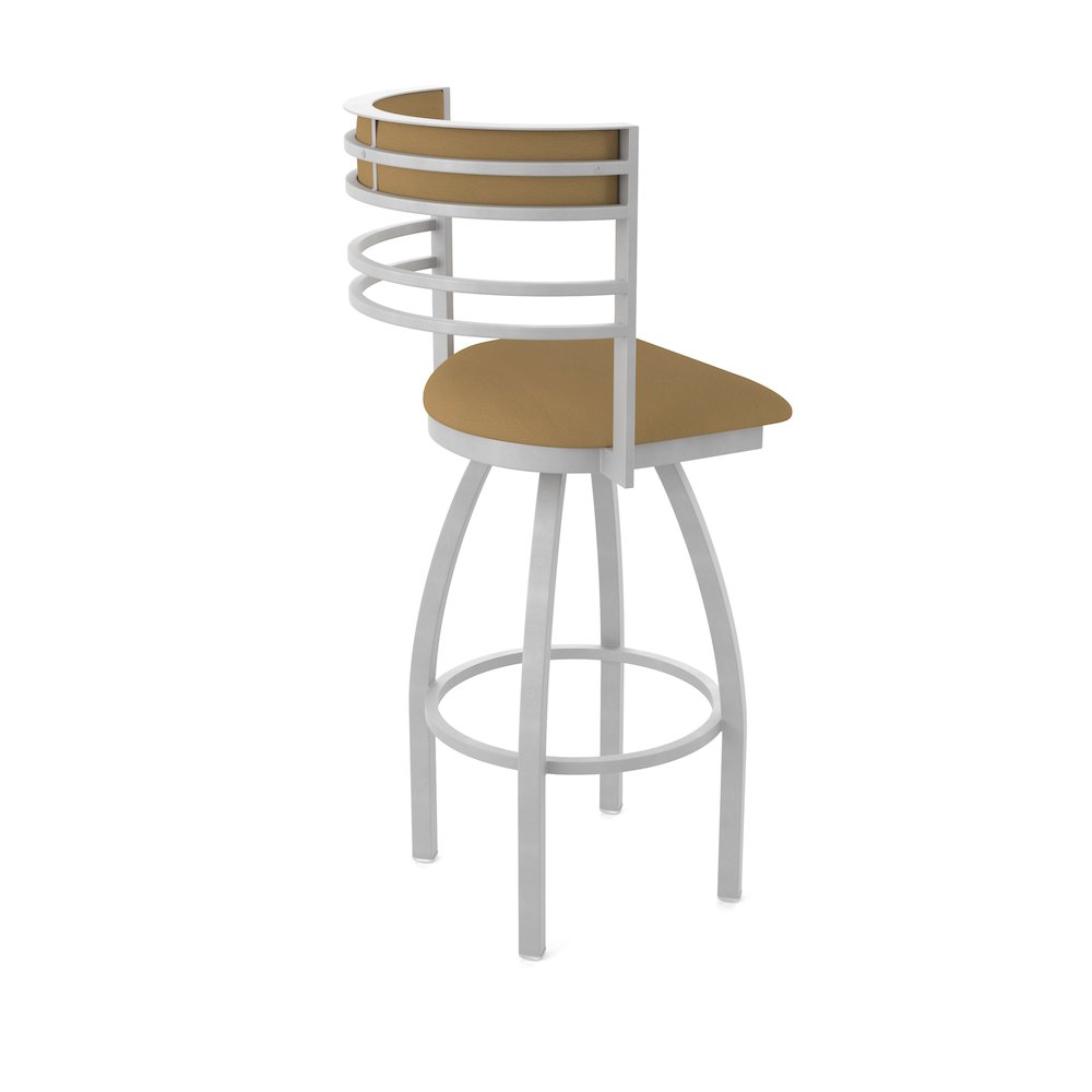 Swivel Counter Stool with Anodized Nickel Finish and Canter Saddle Seat and Back
