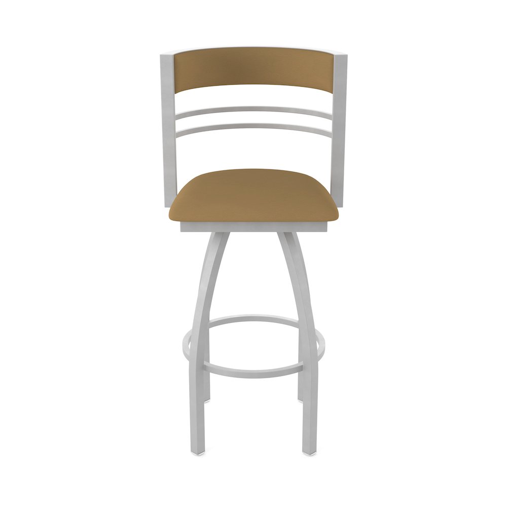 Swivel Counter Stool with Anodized Nickel Finish and Canter Saddle Seat and Back