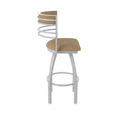Swivel Counter Stool with Anodized Nickel Finish and Canter Sand Seat and Back