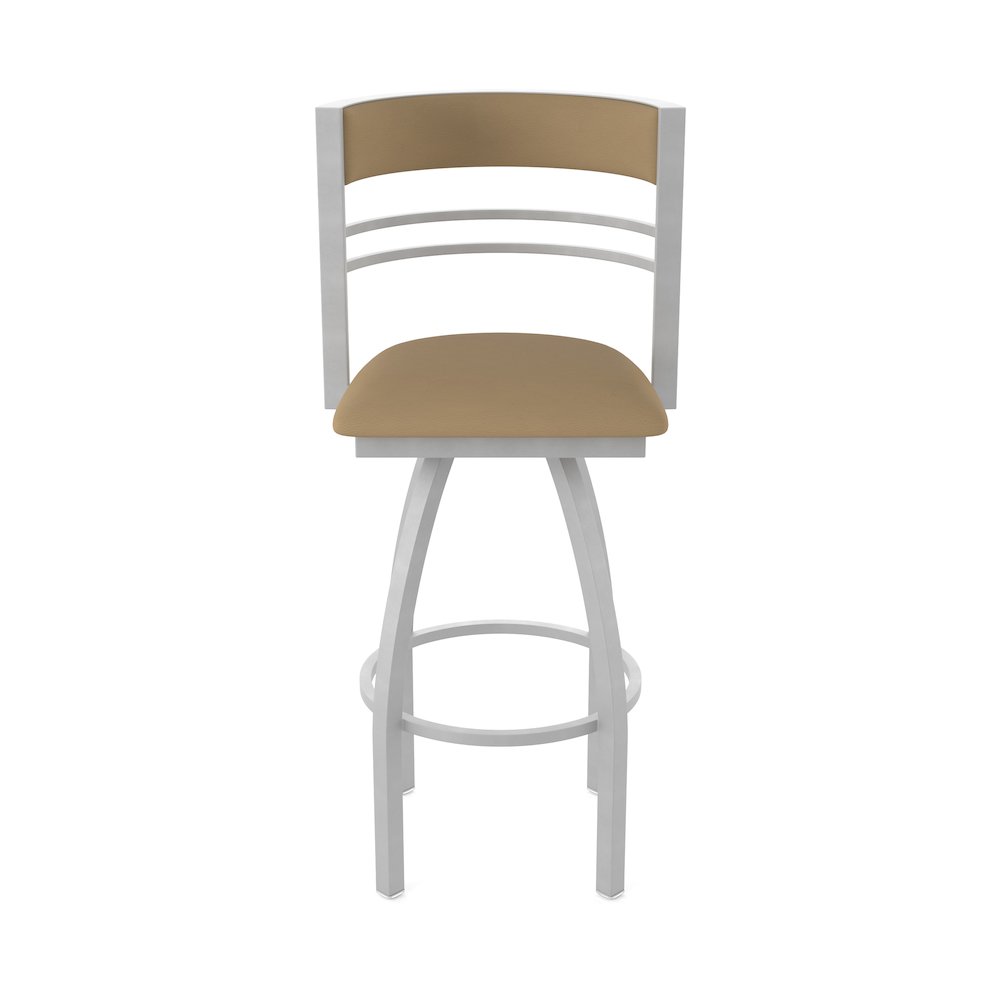 Swivel Counter Stool with Anodized Nickel Finish and Canter Sand Seat and Back