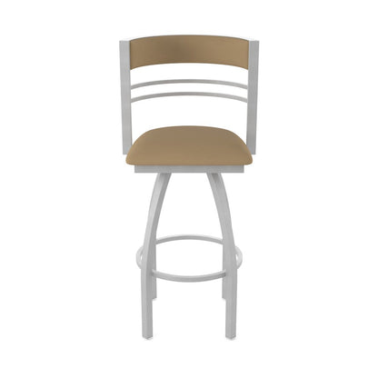 Swivel Counter Stool with Anodized Nickel Finish and Canter Sand Seat and Back