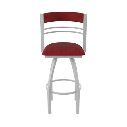 Swivel Counter Stool with Anodized Nickel Finish and Graph Ruby Seat and Back