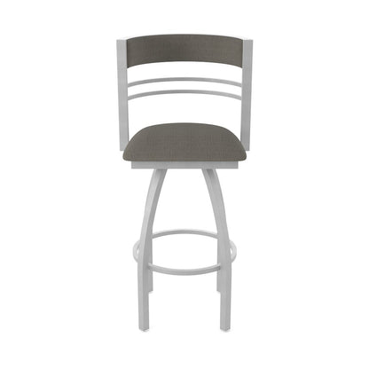 Swivel Counter Stool with Anodized Nickel Finish and Graph Chalice Seat and Back