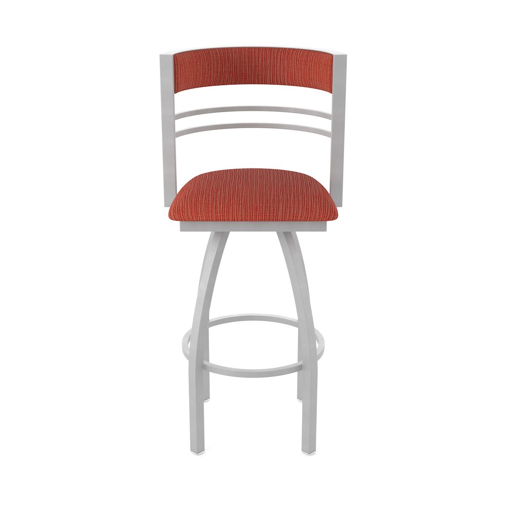 Swivel Counter Stool with Anodized Nickel Finish and Graph Poppy Seat and Back