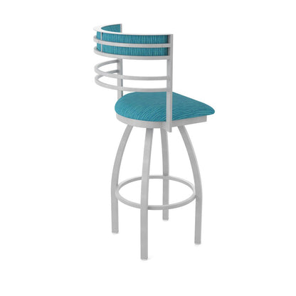 Swivel Counter Stool with Anodized Nickel Finish and Graph Tidal Seat and Back