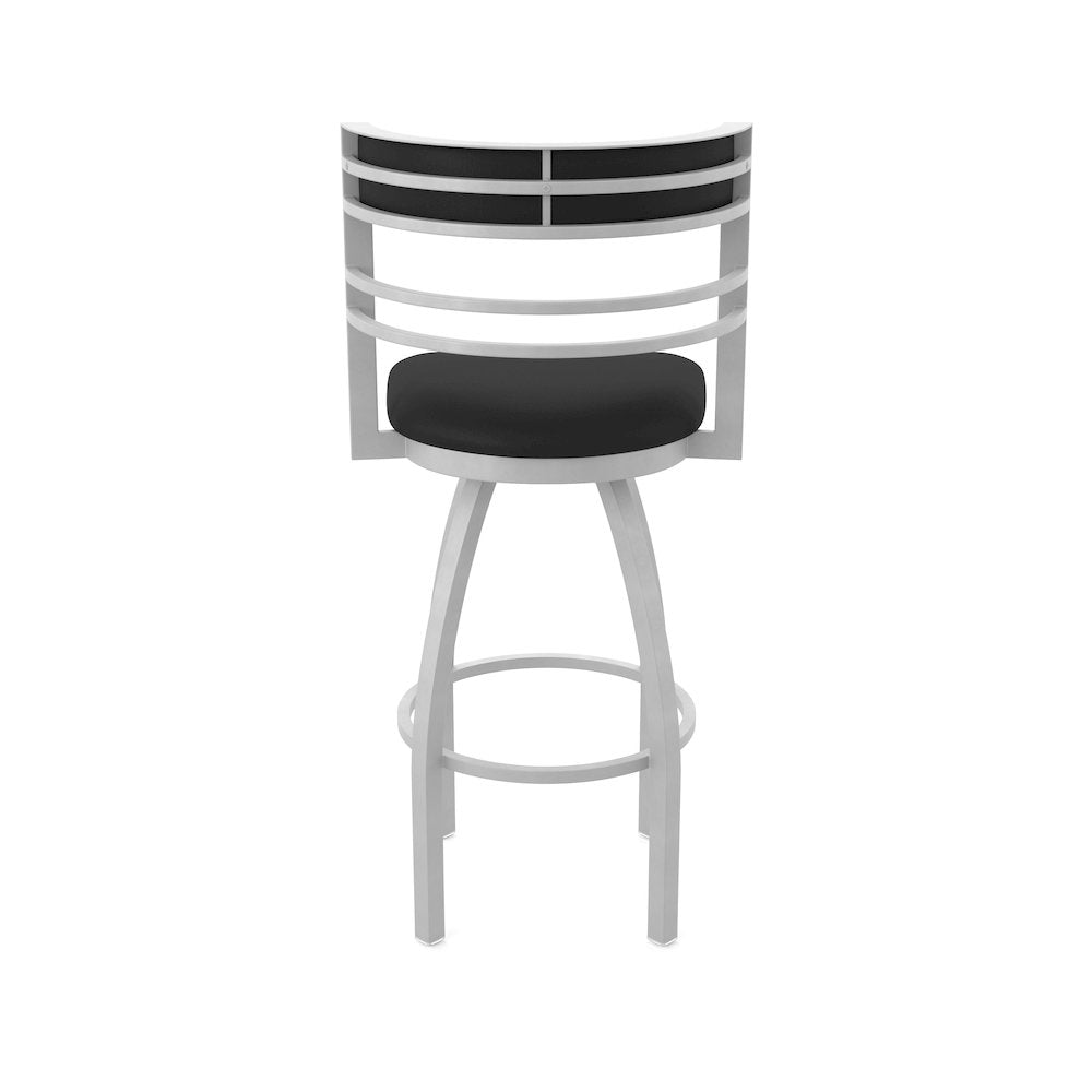 Swivel Counter Stool with Anodized Nickel Finish and Black Vinyl Seat and Back