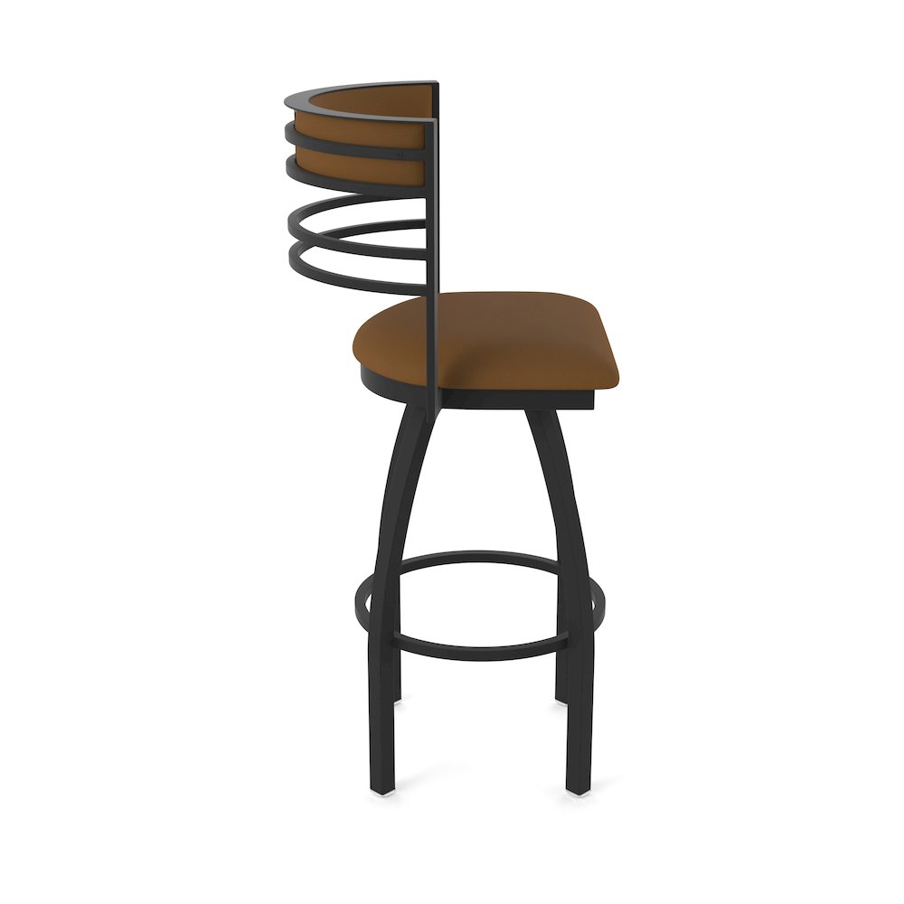Swivel Counter Stool with Black Wrinkle Finish and Canter Thatch Seat and Back